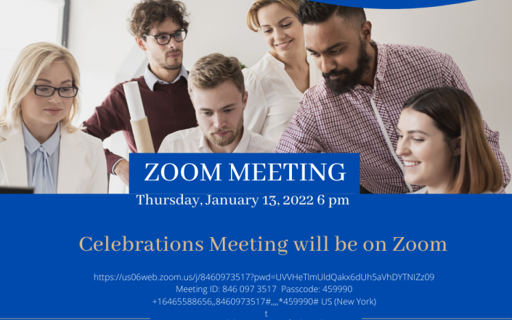 Celebrations Meeting on Zoom notice